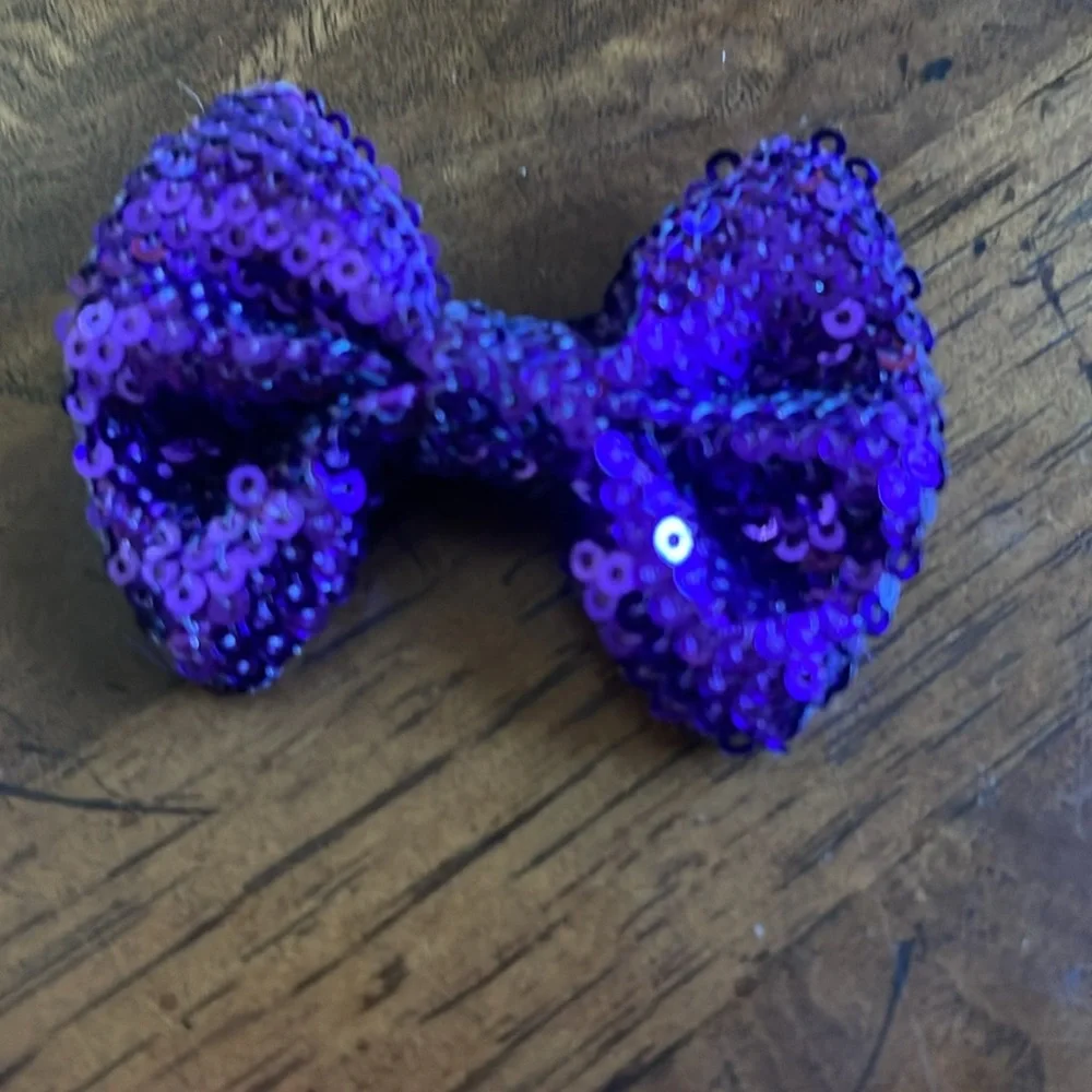 Sequin hair bows with clip in red and purple set of two NEW